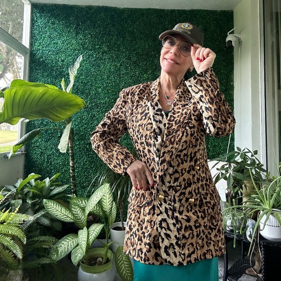 Bloomingdales Silk Black Leopard Sequins Animal Print Blazer Jacket - Picture 1 of 7